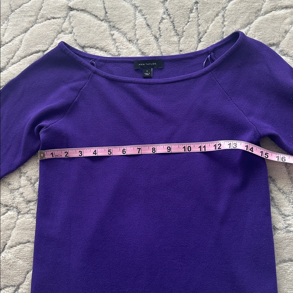 Ann Taylor Deep Purple Long Sleeve Top - Picture 4 of 12